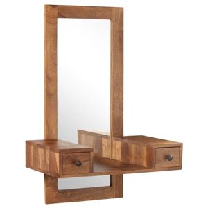vidaXL Oglindă cosmetică cu 2 sertare, lemn masiv de sheesham imagine
