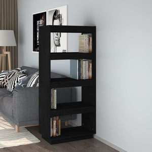 vidaXL Bibliotecă/Separator cameră negru 60x35x135 cm lemn masiv pin imagine