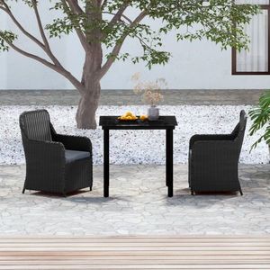vidaXL Set mobilier de grădină cu perne, 3 piese, negru imagine