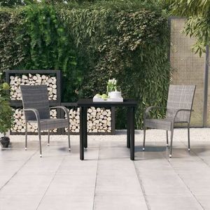 vidaXL Set mobilier de grădină, 3 piese, gri și negru imagine
