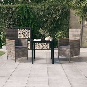vidaXL Set mobilier pentru grădină, cu perne, 3 piese, gri imagine