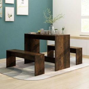 vidaXL Set mobilier de bucătărie, 3 piese, stejar afumat, PAL imagine