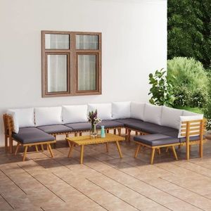 vidaXL Set mobilier de grădină cu perne, 11 piese, lemn masiv acacia imagine