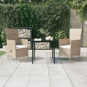 vidaXL Set de mobilier de grădină, cu perne, 3 piese, bej imagine