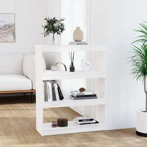 vidaXL Bibliotecă/Separator cameră alb, 80x30x103, 5 cm, lemn masiv pin imagine