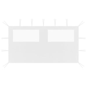 vidaXL Perete lateral foișor cu ferestre, alb, 4x2 m imagine