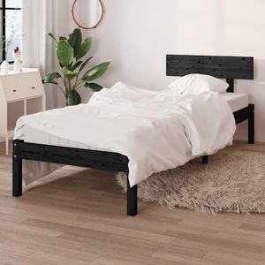 vidaXL Cadru de pat, 100x200 cm, negru, lemn masiv de pin imagine