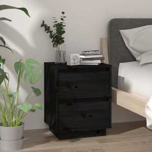 vidaXL Noptieră, negru, 40x35x50 cm, lemn masiv de pin imagine