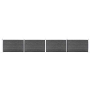 vidaXL Set de panouri de gard, negru, 699 x 105 cm, WPC imagine