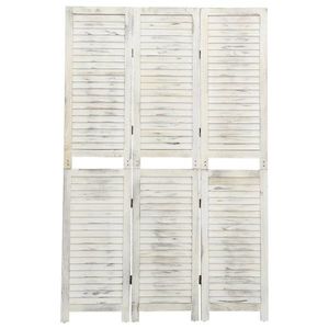vidaXL Paravan de cameră cu 3 panouri alb antichizat, 105x165 cm, lemn imagine