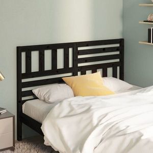 vidaXL Tăblie de pat, negru, 126x4x100 cm, lemn masiv de pin imagine