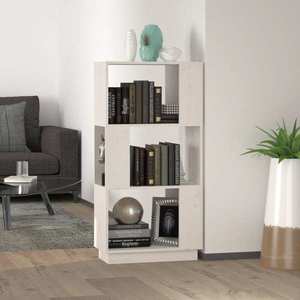 vidaXL Bibliotecă/Separator cameră, alb, 51x25x101 cm lemn masiv pin imagine