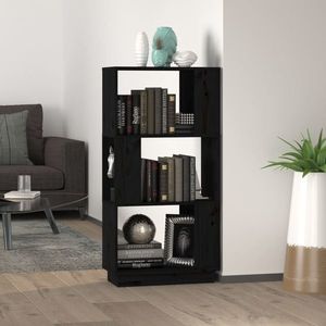 vidaXL Bibliotecă/Separator cameră, negru, 51x25x101 cm lemn masiv pin imagine
