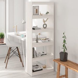 vidaXL Bibliotecă/Separator cameră, alb, 80x30x167, 5 cm, lemn masiv pin imagine