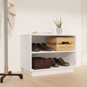 vidaXL Dulap pantofi, alb, 60x34x45 cm, lemn masiv de pin imagine