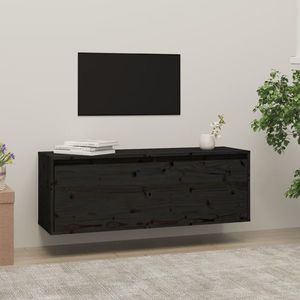 vidaXL Dulap de perete, negru, 100x30x35 cm, lemn masiv de pin imagine