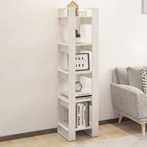 vidaXL Bibliotecă/Separator cameră, alb, 41x35x160 cm, lemn masiv pin imagine