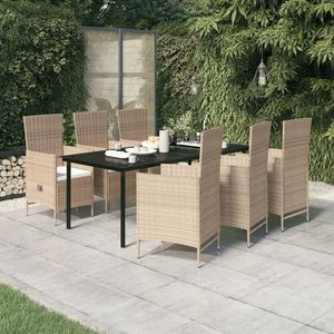 vidaXL Set mobilier pentru grădină, cu perne, 7 piese, bej imagine