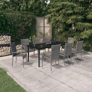 vidaXL Set mobilier de grădină, gri și negru, 9 piese imagine