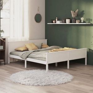 vidaXL Cadru de pat, alb, 180x200 cm, lemn masiv de pin imagine