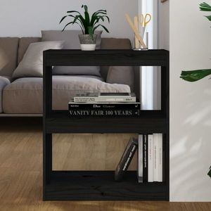 vidaXL Bibliotecă/Separator cameră, negru, 60x30x71, 5 cm, lemn masiv pin imagine