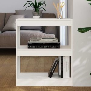vidaXL Bibliotecă/Separator cameră, alb, 60x30x71, 5 cm, lemn masiv de pin imagine