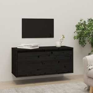 vidaXL Dulap de perete, negru, 80x30x35 cm, lemn masiv de pin imagine