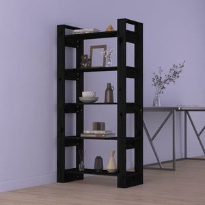 vidaXL Bibliotecă/Separator cameră, negru, 80x35x160 cm, lemn masiv imagine