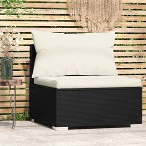 vidaXL Canapea de mijloc pentru grădină cu pernă, negru, poliratan imagine