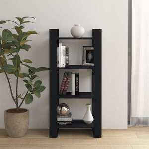 vidaXL Bibliotecă/Separator cameră, negru, 60x35x125 cm, lemn masiv pin imagine