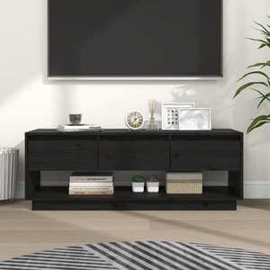 vidaXL Comodă TV, negru, 110, 5x34x40 cm, lemn masiv de pin imagine