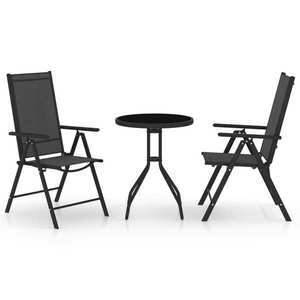 vidaXL Set mobilier bistro, 3 piese, negru, aluminiu și textilenă imagine