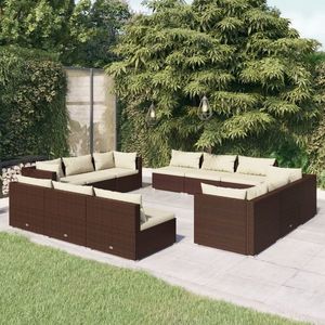 vidaXL Set mobilier de grădină cu perne, 12 piese, maro, poliratan imagine