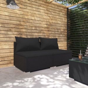 vidaXL Set mobilier de grădină cu perne, 2 piese, negru, poliratan imagine