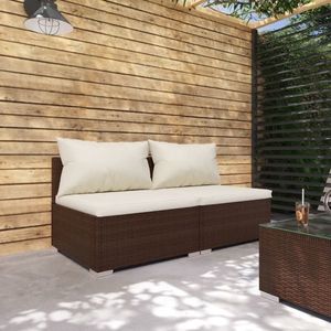 vidaXL Set mobilier de grădină cu perne, 2 piese, maro, poliratan imagine