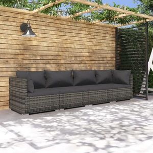 vidaXL Set mobilier de grădină cu perne, 4 piese, poliratan, gri imagine