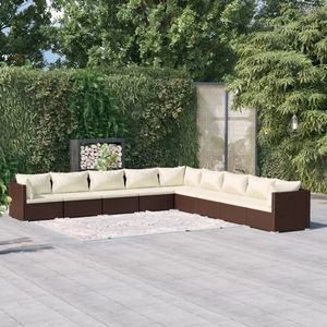 vidaXL Set mobilier de grădină cu perne, 9 piese, maro, poliratan imagine