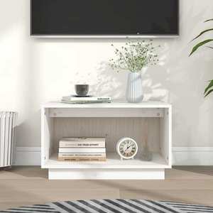 vidaXL Comodă TV, alb, 60x35x35 cm, lemn masiv de pin imagine