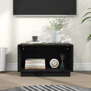 vidaXL Comodă TV, negru, 60x35x35 cm, lemn masiv de pin imagine