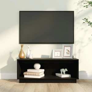vidaXL Comodă TV, negru, 90x35x35 cm, lemn masiv de pin imagine