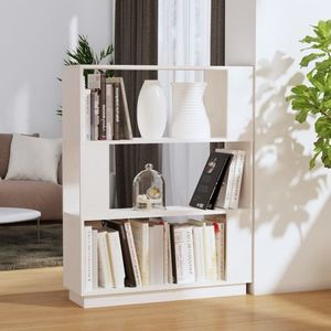 vidaXL Bibliotecă/Separator cameră, alb, 80x25x101 cm, lemn masiv pin imagine