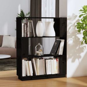 vidaXL Bibliotecă/Separator cameră, negru, 80x25x101 cm lemn masiv pin imagine