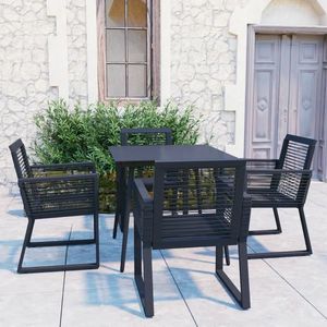 vidaXL Set mobilier de exterior, 5 piese, negru, ratan PVC imagine