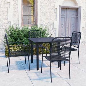 vidaXL Set mobilier de grădină, 5 piese, negru, sticlă și oțel imagine
