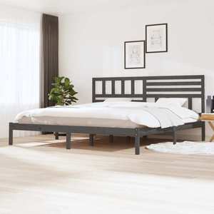 vidaXL Cadru de pat, gri, 200 x 200 cm, lemn masiv de pin imagine