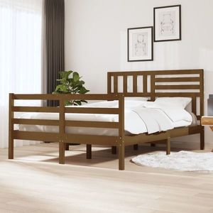 vidaXL Cadru de pat, maro miere, 160x200 cm, lemn masiv imagine