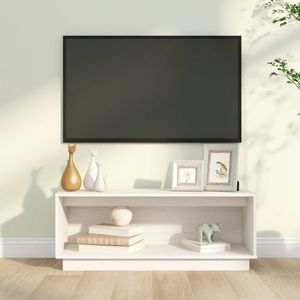 vidaXL Comodă TV, alb, 90x35x35 cm, lemn masiv de pin imagine