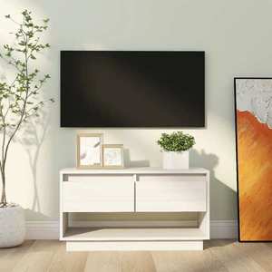 vidaXL Comodă TV, alb, 74x34x40 cm, lemn masiv de pin imagine