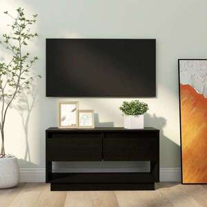 vidaXL Comodă TV, negru, 74x34x40 cm, lemn masiv de pin imagine