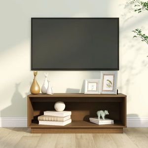 vidaXL Comodă TV, maro miere, 90x35x35 cm, lemn masiv de pin imagine